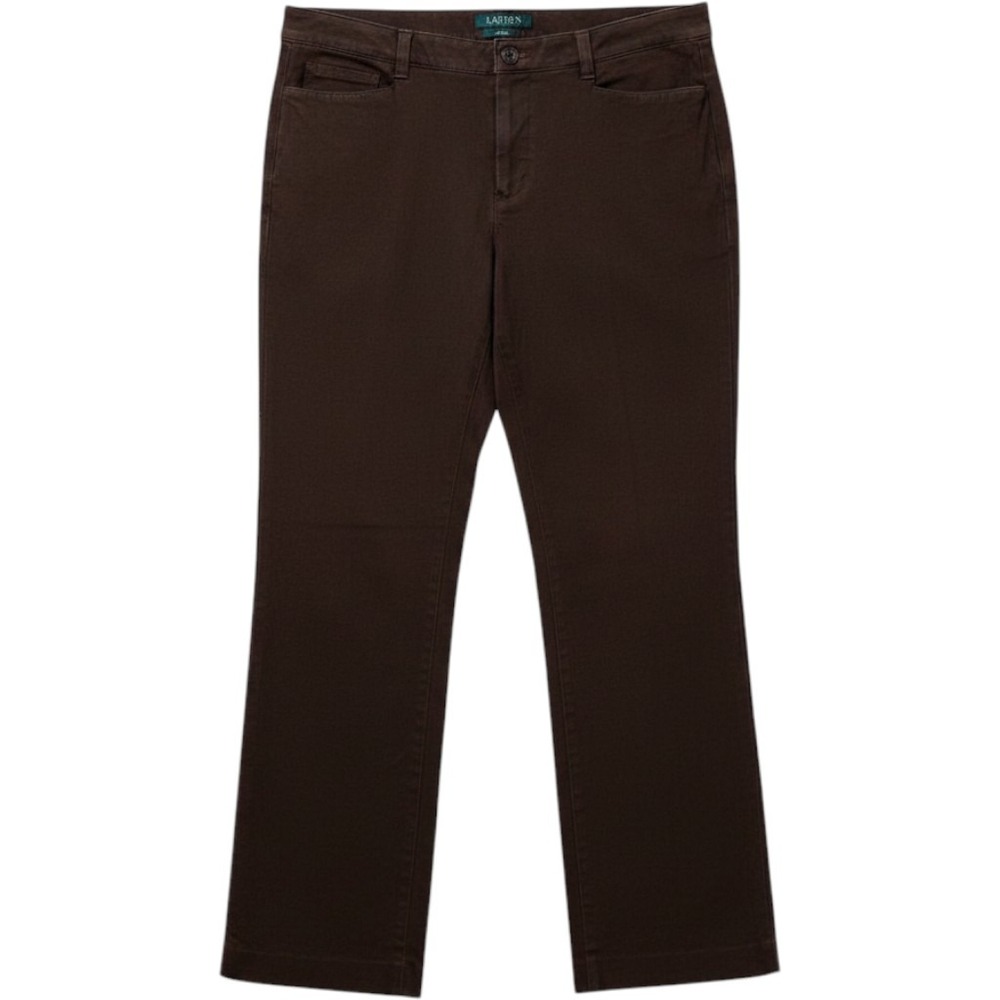 Lauren Ralph Lauren Adelle Brown Cotton‎ Blend Straight Leg Pants Size 12
